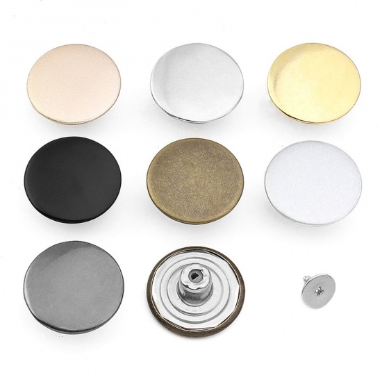 Picture of Zinc Based Alloy Metal Detachable Instant Snap Tack Fastener Jeans Buttons Pant Waistband Extender Round Multicolor 2 PCs