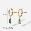 Picture of Eco-friendly Sweet & Cute Birthstone 14K Gold Plated Multicolor 304 Stainless Steel & Cubic Zirconia Rectangle Hoop Earrings For Women Birthday