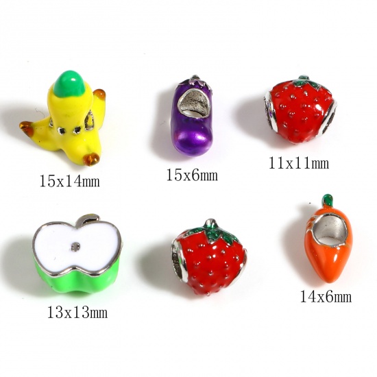 Immagine di Lega di Zinco Perline Frutta Multicolore Smalto 5 Pz