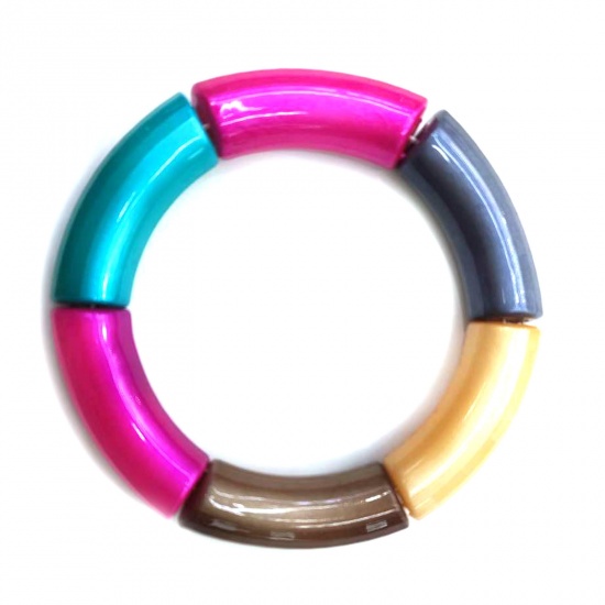 Image de Perles en Acrylique Multicolore 3.4cm x 1.3cm, Trou: env. 1.1mm, 20 Pcs