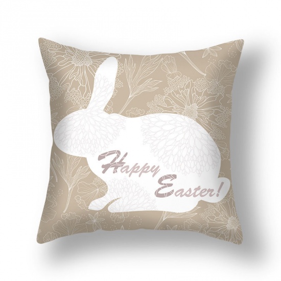 Picture of Easter Flower Pattern Short Plush Velvet Square Pillowcase Home Textile Decoration