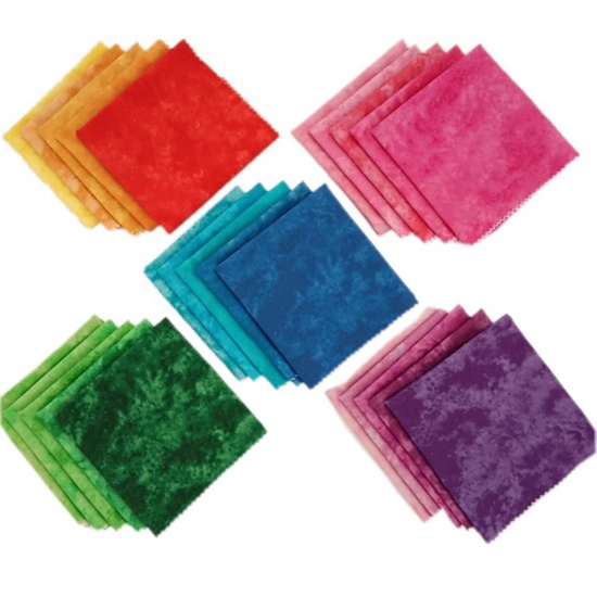 Bild von Stoff Stoff Bunt Quadrat Tie-Dye 20cm x 20cm , 1 Set ( 5 Stück/Set)