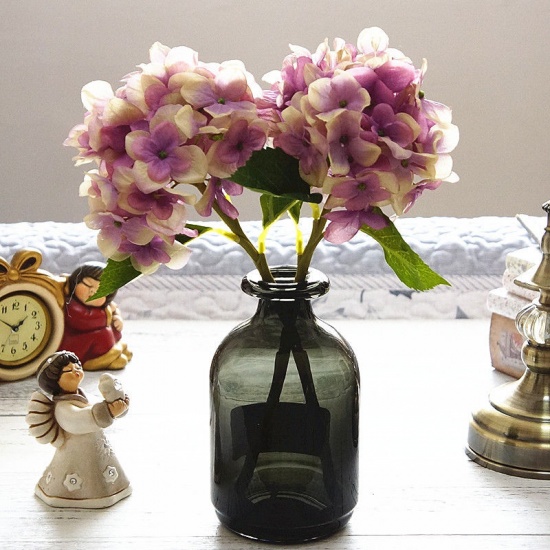 Image de Fleur d'hortensia artificielle en plastique et fausse soie Dim pour la décoration de la maison de noce