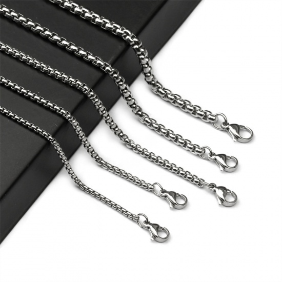 Immagine di 201 Stainless Steel Box Chain Necklace Silver Tone