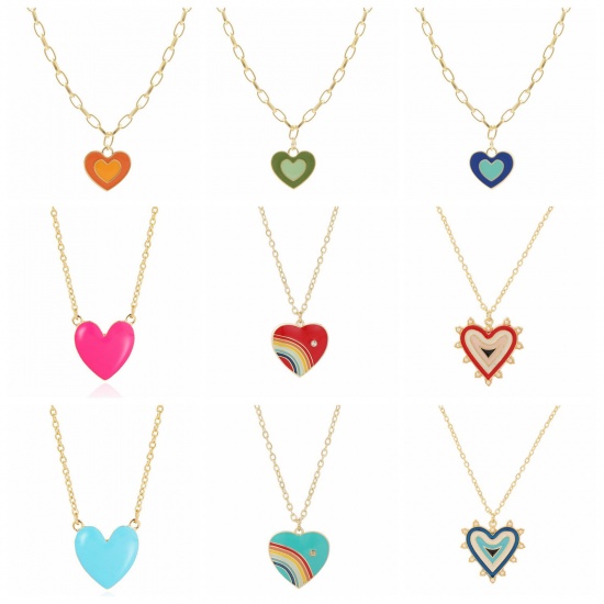 Picture of Enamel Necklace Gold Plated Heart