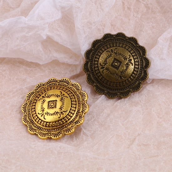 Picture of Zinc Based Alloy Button Flower Multicolor Rhombus Carved 29mm x 29mm, 3 PCs