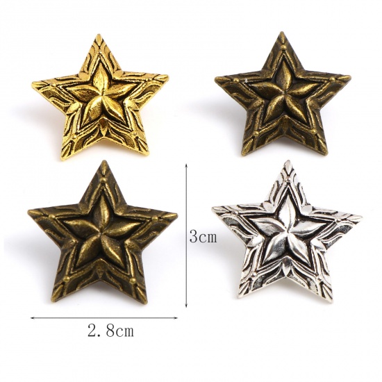 Picture of Zinc Based Alloy Button Galaxy Star Multicolor Flower Carved 3cm x 2.8cm, 3 PCs