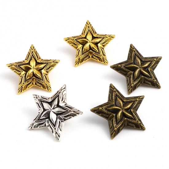 Picture of Zinc Based Alloy Button Galaxy Star Multicolor Flower Carved 3cm x 2.8cm, 3 PCs