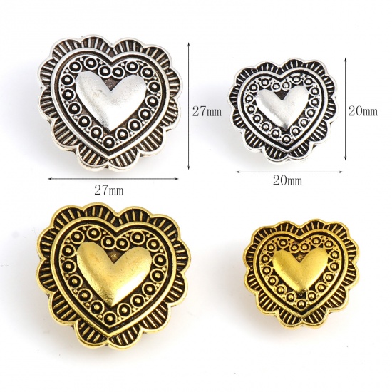 Picture of Zinc Based Alloy Button Valentine's Day Heart Multicolor Dot Carved 3 PCs