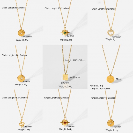 Picture of Eco-friendly Stylish 18K Real Gold Plated 304 Stainless Steel Link Cable Chain Pendant Necklace For Women