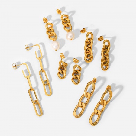Eco-friendly Simple & Casual Stylish 18K Real Gold Plated 304 Stainless Steel Tassel Ear Post Stud Earrings For Women Party