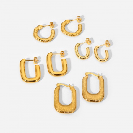 Eco-friendly Simple & Casual Simple 18K Real Gold Plated 304 Stainless Steel Geometric Ear Post Stud Earrings For Women