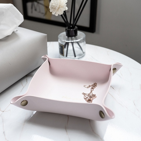 Picture of PU Leather Desktop Square Storage Box Tray For Sundries