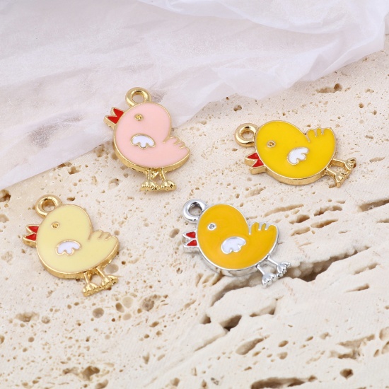 Picture of Zinc Based Alloy Charms Chicken Multicolor Enamel