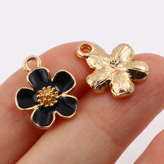Picture of Zinc Based Alloy Charms Flower Leaves Multicolor Enamel