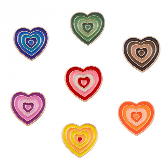 Picture of Enamel Pin Brooches Heart Multicolor Gradient Color
