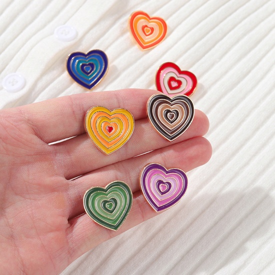 Picture of Enamel Pin Brooches Heart Multicolor Gradient Color