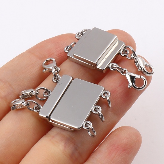 Picture of Zinc Based Alloy Magnetic Layered Clasps For Stackable Multi-layer Necklace Bracelet Rectangle Multicolor