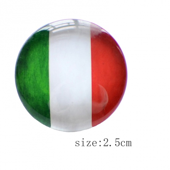 Picture of Glass Pin Brooches Round National Flag Silver Tone