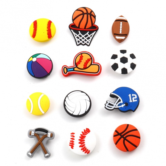 Picture of PVC Sport Shoe Charm Pins Decoration Accessories For Clog Sandals Multicolor