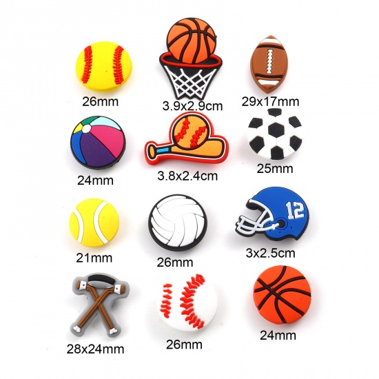 Picture of PVC Sport Shoe Charm Pins Decoration Accessories For Clog Sandals Multicolor