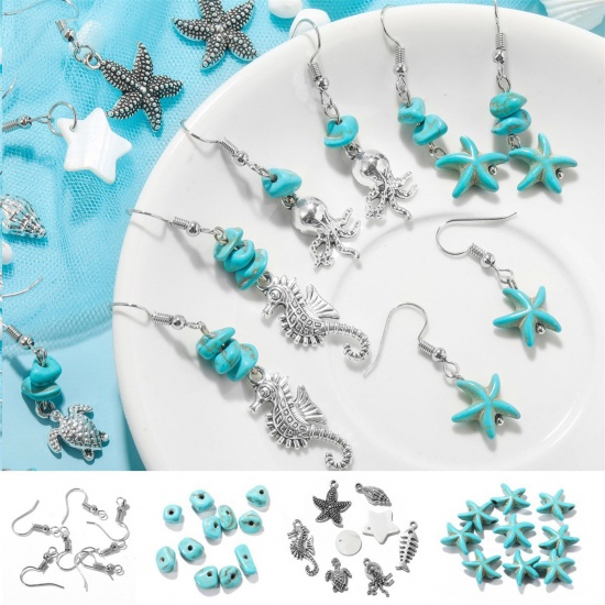 Picture of Retro Material Accessory Set For DIY Earings Pendants Green Blue Marine Animal