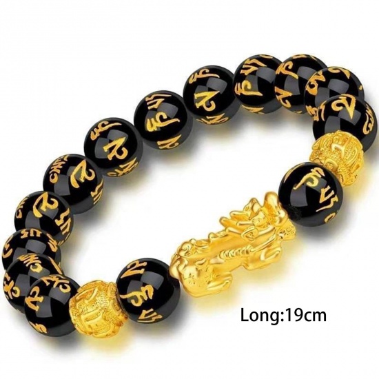 Imagen de Resina Étnico Dainty Bracelets Delicate Bracelets Beaded Bracelet Dorado Negro Bestia China Pi Xiu 1 Unidad