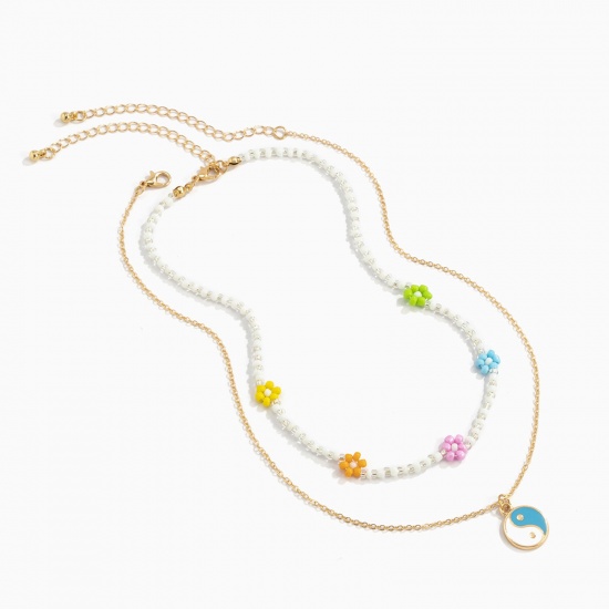 Image de Collier Perlé Style Bohème en Acrylique Multicolore Imitation Perles 1 Pièce