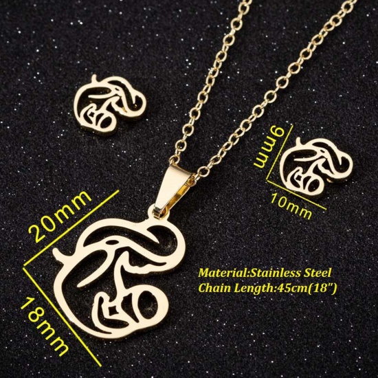 Picture of Stainless Steel Mother's Day Link Cable Chain Necklace Multicolor Mother And Child