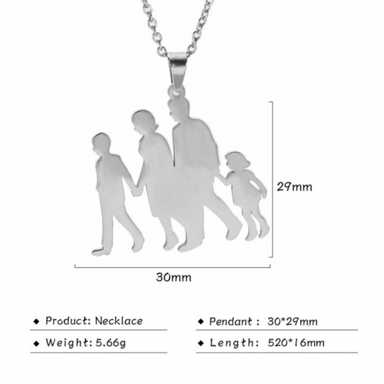 Picture of Stainless Steel Mother's Day Link Cable Chain Necklace Multicolor Parents And Child