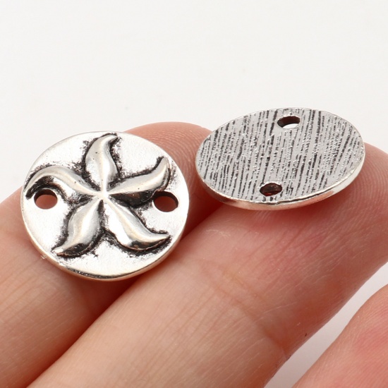 Picture of Zinc Based Alloy Ocean Jewelry Connectors Round Antique Silver Color