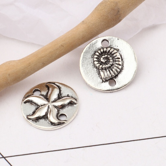 Picture of Zinc Based Alloy Ocean Jewelry Connectors Round Antique Silver Color