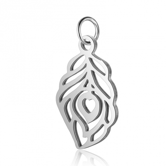 Picture of 304 Stainless Steel Charms Feather Multicolor