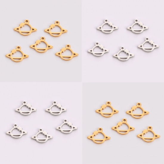 Imagen de 304 Acero Inoxidable Galaxia Colgantes Charms Multicolor Universo Planeta 5 Unidades