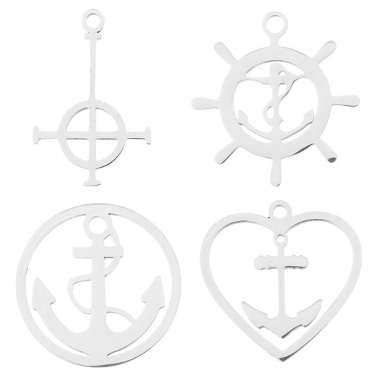 Picture of Stainless Steel Charms Rudder Silver Tone Anchor