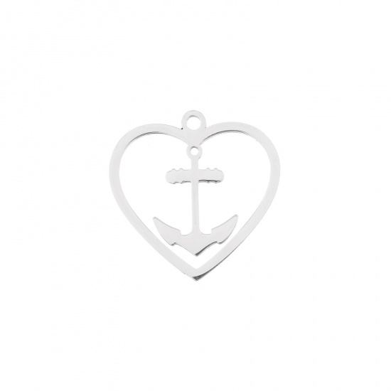 Picture of Stainless Steel Charms Rudder Silver Tone Anchor