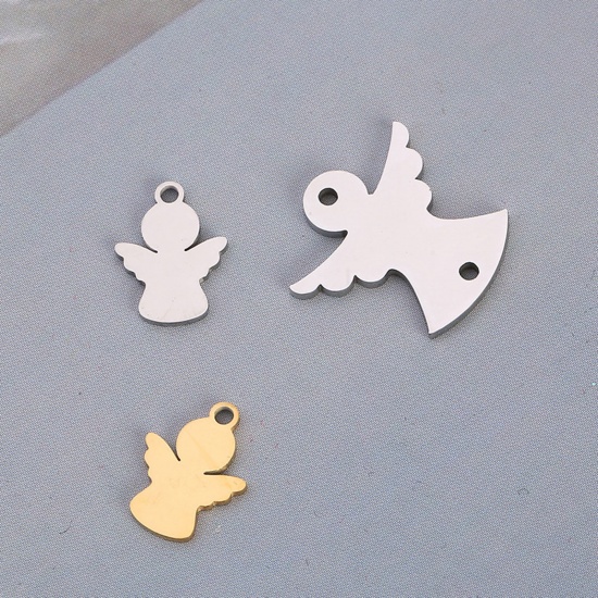 Imagen de Acero Inoxidable Religión Colgantes Charms Ángel Tono de Plata 1 Unidad