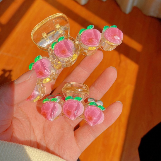Picture of Resin Cute Hair Claw Clips Clamps Pink Peach