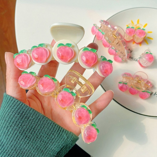 Picture of Resin Cute Hair Claw Clips Clamps Pink Peach
