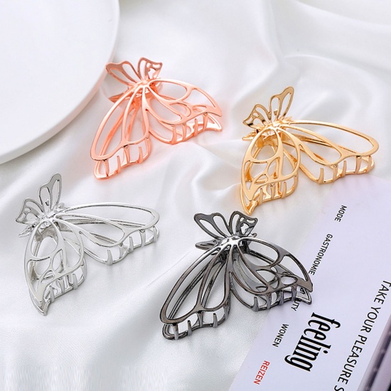 Picture of Elegant Hair Claw Clips Clamps Multicolor Butterfly Animal Hollow