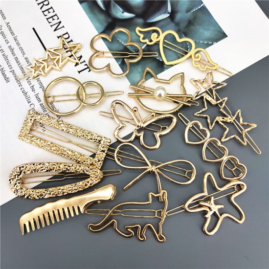 Picture of Simple Hair Clips Gold Plated Geometric Hollow