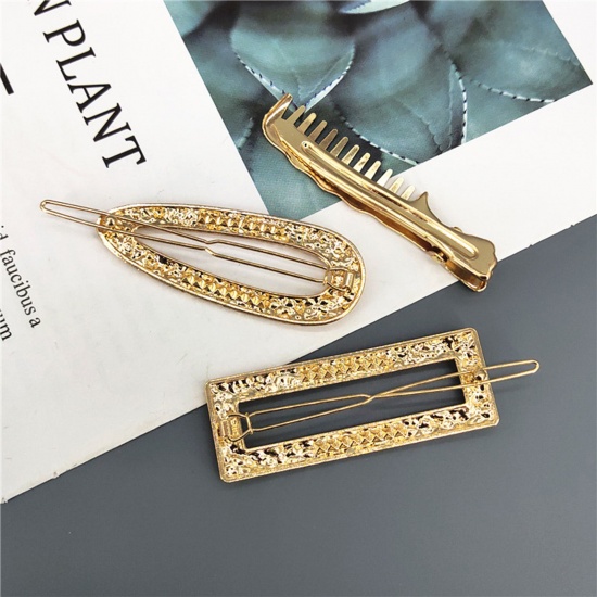 Picture of Simple Hair Clips Gold Plated Geometric Hollow