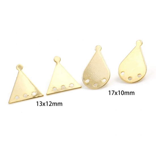 Image de Accessoires de Boucles d'Oreilles en Laiton Plaqué Or Véritable Géométrique avec Boucle Epaisseur de Fil: 0.8mm, 4 Pcs
