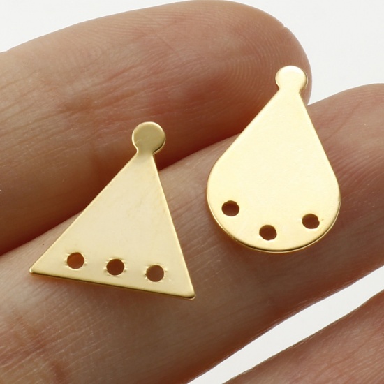 Image de Accessoires de Boucles d'Oreilles en Laiton Plaqué Or Véritable Géométrique avec Boucle Epaisseur de Fil: 0.8mm, 4 Pcs