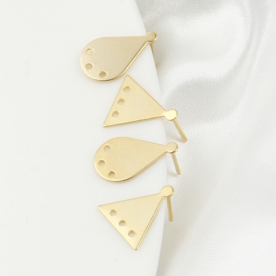 Image de Accessoires de Boucles d'Oreilles en Laiton Plaqué Or Véritable Géométrique avec Boucle Epaisseur de Fil: 0.8mm, 4 Pcs