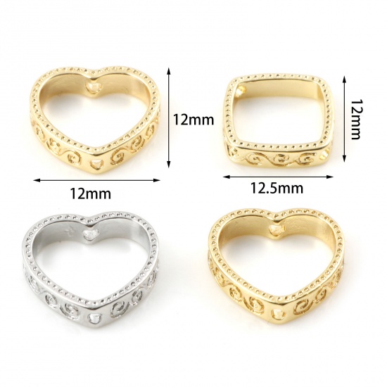 Image de Cadres de Perles en Laiton Plaqué Or Véritable (Apparié à 8mm Perle) 12mm x 12mm, 5 Pcs