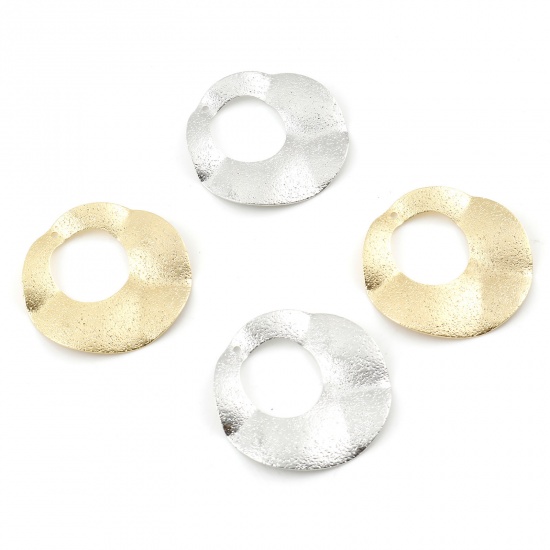Bild von Messing Charms Rund Echtgold plattiert Sternenstaub 3,3cm x 3,3cm, 3 Stück
