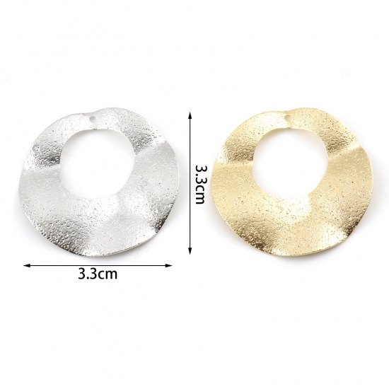 Bild von Messing Charms Rund Echtgold plattiert Sternenstaub 3,3cm x 3,3cm, 3 Stück