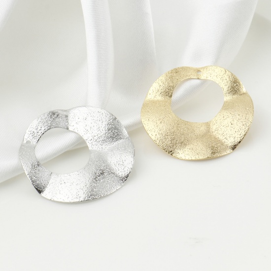Bild von Messing Charms Rund Echtgold plattiert Sternenstaub 3,3cm x 3,3cm, 3 Stück
