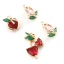 Immagine di Ottone Charms Fiore Vero Oro Placcato Frutta Multicolore Cubic Zirconiae 17mm x 10mm, 2 Pz